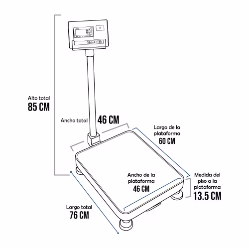 Balanza de Plataforma A12-E PLA de 200 Kilos 60 x 46 cm