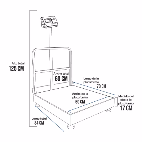 Balanza de Plataforma A12-E PLA de 500 Kilos 70 x 60 cm