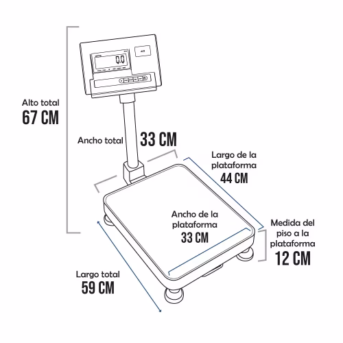 Balanza de Plataforma A12-E PLA de 60 Kilos 44 x 33 cm