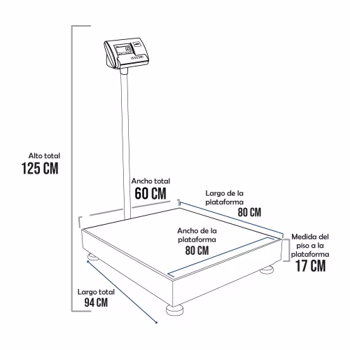 Balanza de Plataforma A12-E PLA de 600 Kilos 80 x 60 cm