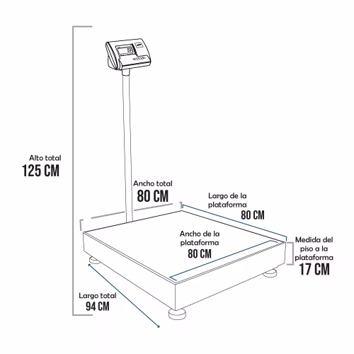 Balanza de Plataforma A12 PLA de 600 Kilos 80 x 60 cm