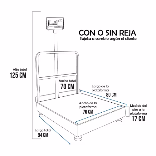 Balanza de Plataforma A12 PLA de 600 Kilos 80 x 70 cm