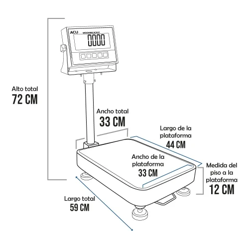 Balanza de Plataforma Acu Fac XK3113 de 100 Kilos 44 x 33 cm