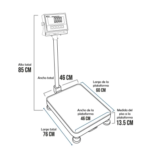 Balanza de Plataforma Acu Fac XK3113 de 300 Kilos 60 x 46 cm
