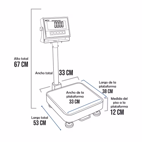 Balanza de Plataforma Acu Fac XK3113 de 50 Kilos 38 x 33 cm