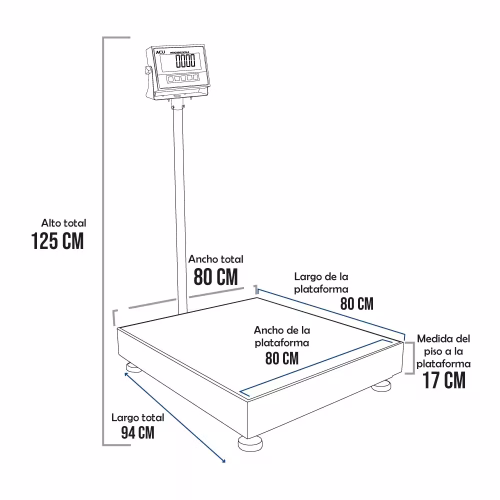 Balanza de Plataforma Acu Fac XK3113 de 600 Kilos de 80 x 80 cm