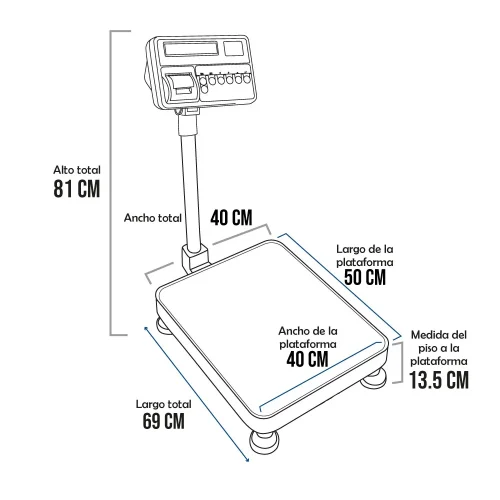 Balanza de Plataforma Etiquetadora T-Scale T2200P de 200 Kilos 50x40