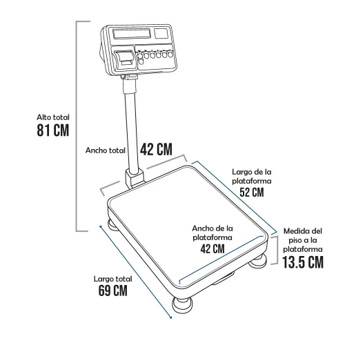 Balanza de Plataforma Etiquetadora T-Scale T2200P de 300 Kilos 52x42