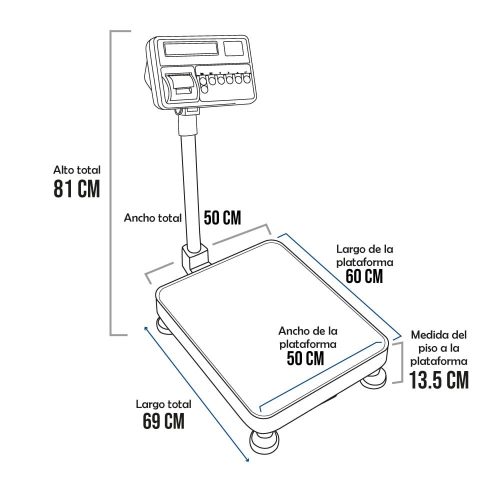 Balanza de Plataforma Etiquetadora T-Scale T2200P de 300 Kilos 60x50
