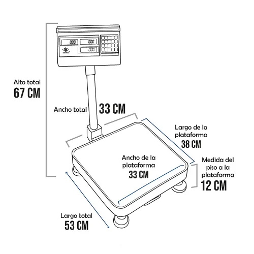 Balanza de Plataforma Excell AP3-E de 50 kilos 38 x 33 cm