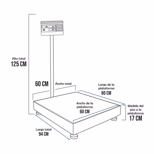 Balanza de Plataforma Excell AP3-E de 500 Kilos 80 x 60 cm