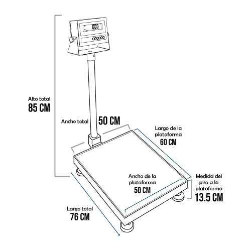 Balanza de Plataforma Hand Free TP9901 de 500 Kilos 60 x 50 cm