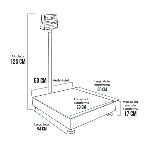 Balanza de Plataforma Hand Free TP9901 de 500 Kilos 80 x 60 cm