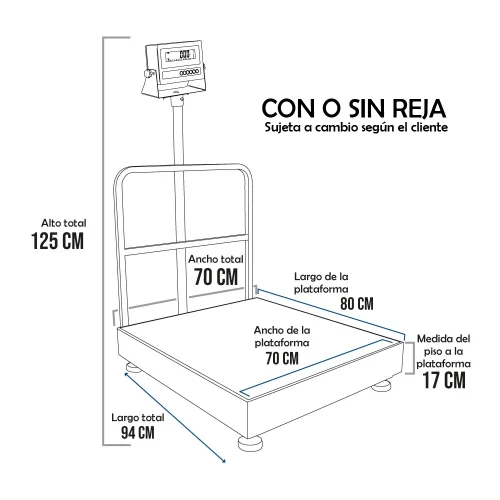 Balanza de Plataforma Hand Free TP9901 de 600 Kilos 80 x 70 cm