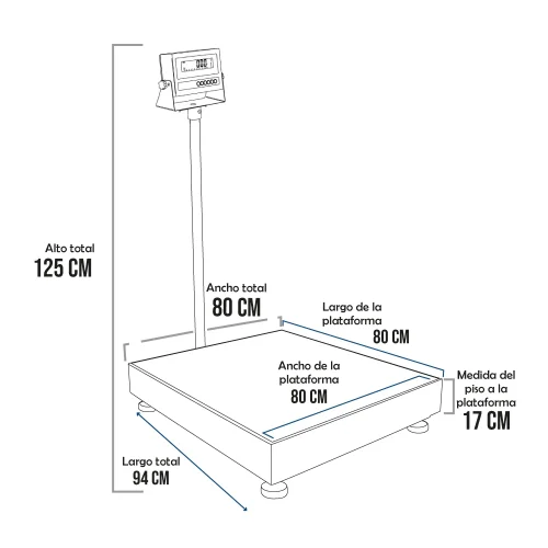 Balanza de Plataforma Hand Free TP9901 de 600 Kilos 80 x 80 cm