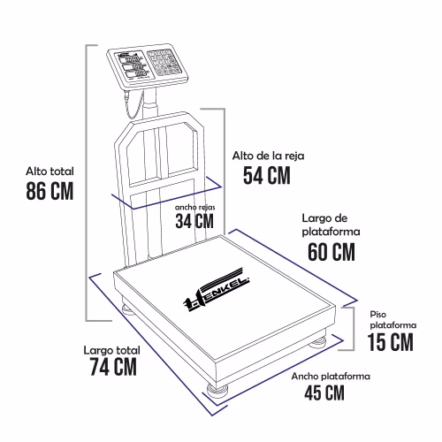 Balanza de Plataforma Henkel BCH300V de 300 Kilos 60 x 45 cm