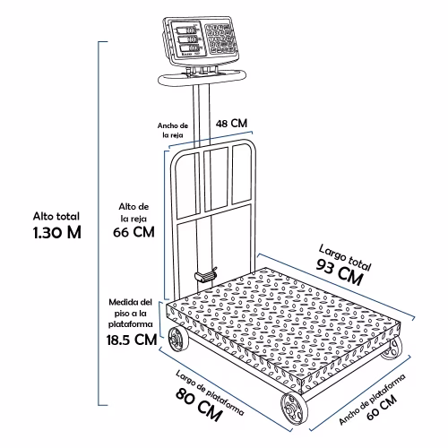 Balanza de Plataforma Kalery TCS F4+R de 600 Kilos 80 x 60 cm