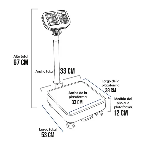Balanza de Plataforma Mavin THC de 60 Kilos 38 x 33 cm
