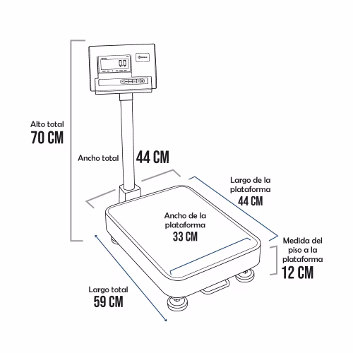 Balanza de Plataforma Precisur A12-E de 100 Kilos 44 x 33 cm