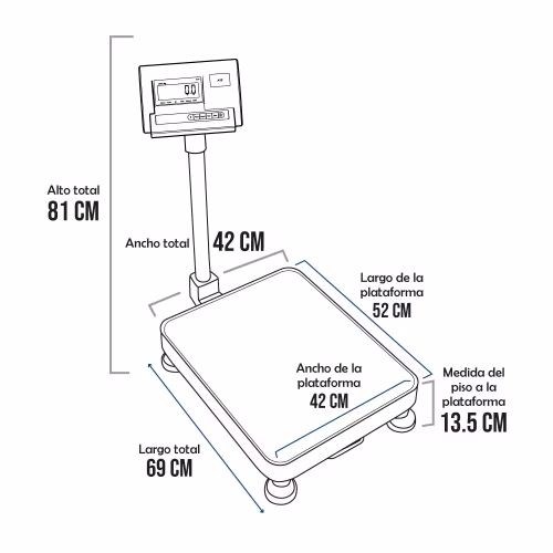 Balanza de Plataforma Precisur A12-E de 300 Kilos 52 x 42 cm