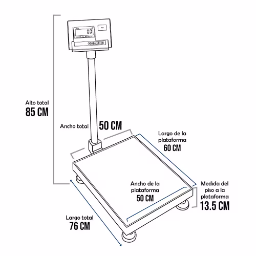 Balanza de Plataforma Precisur A12-E de 500 Kilos 60 x 50 cm