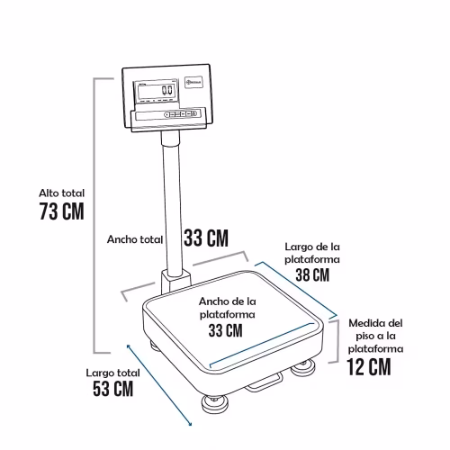 Balanza de Plataforma Precisur A12-E de 60 Kilos 38 x 33 cm