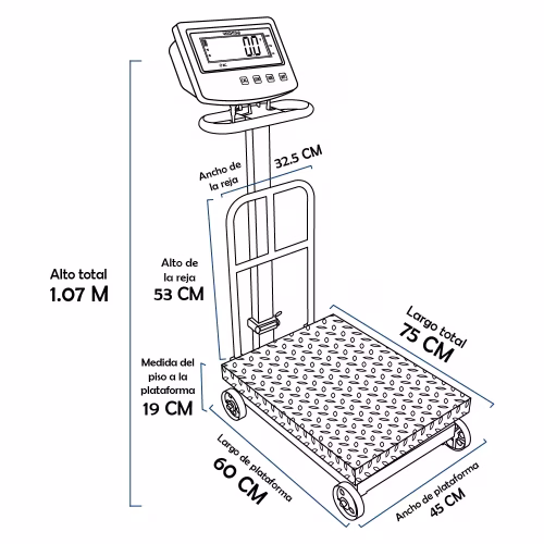 Balanza de Plataforma Precisur SP-R de 500 Kilos 60 x 45 cm