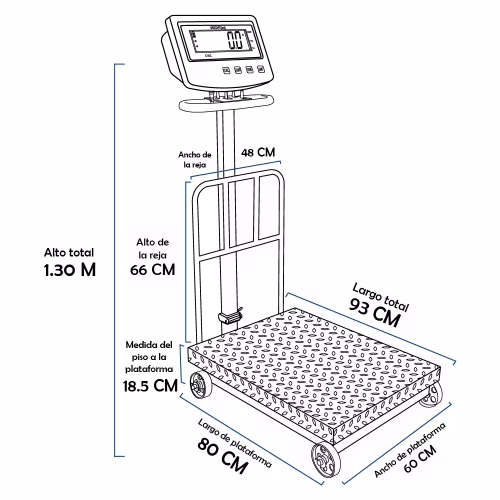 Balanza de Plataforma Precisur SP-R de 600 Kilos 80 x 60 cm