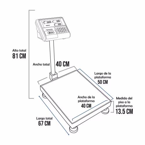 Balanza de Plataforma Precisur XK3190-A23 de 200 Kilos 50 x 40 cm