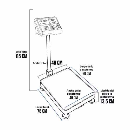 Balanza de Plataforma Precisur XK3190-A23 de 200 Kilos 60 x 46 cm