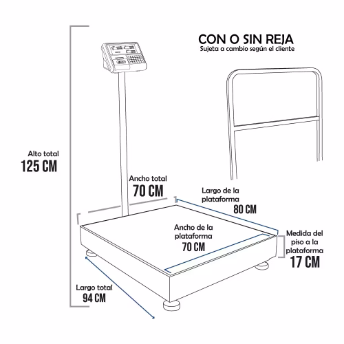 Balanza de Plataforma Precisur XK3190-A23 de 600 Kilos 80 x 70 cm