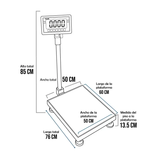 Balanza de Plataforma T-Scale BW de 300 Kilos 60 x 50 cm