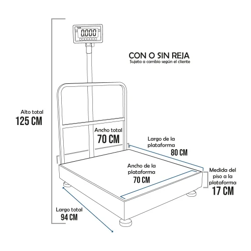 Balanza de Plataforma T-Scale BW de 500 Kilos 80 x 70 cm