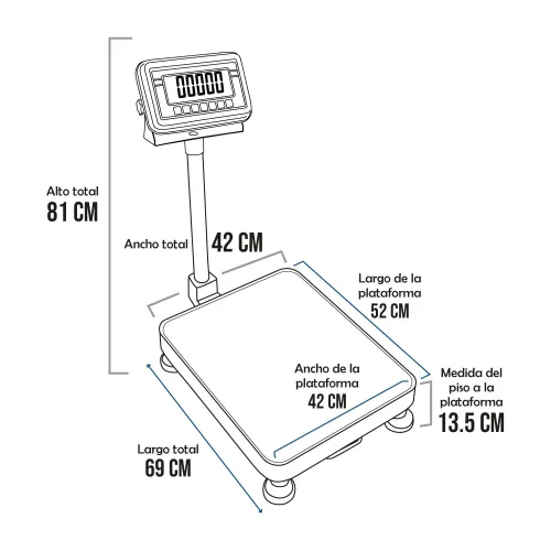 Balanza de Plataforma T-Scale BWS de 200 Kilos 52 x 42 cm