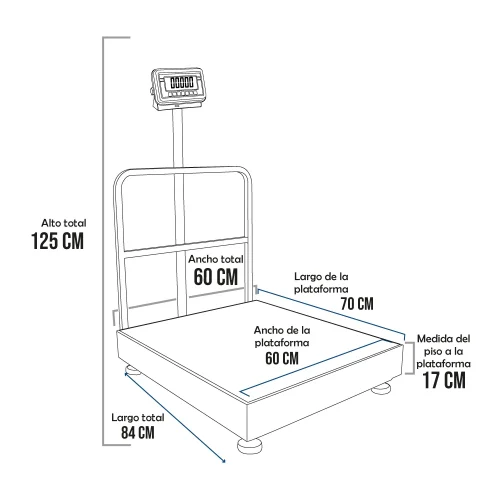 Balanza de Plataforma T-Scale BWS de 500 Kilos 70 x 60 cm