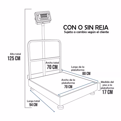 Balanza de Plataforma T-Scale BWS de 500 Kilos 80 x 70 cm