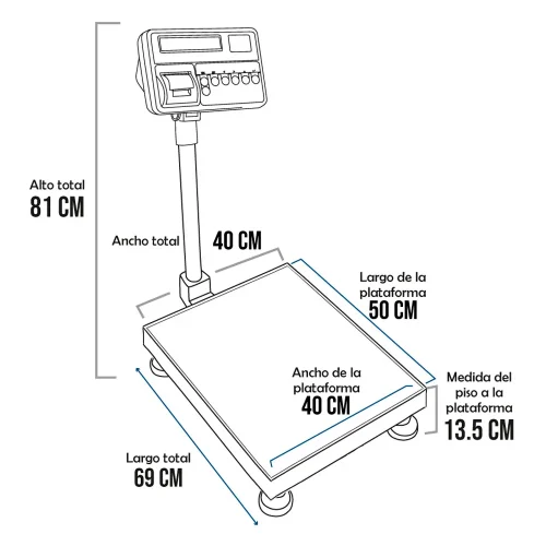 Balanza de Plataforma T-Scale T2200P de 200 Kilos 50 x 40 cm