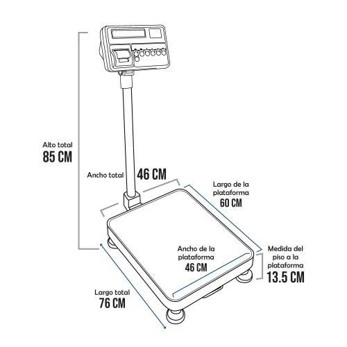 Balanza de Plataforma T-Scale T2200P de 300 Kilos 60 x 46 cm