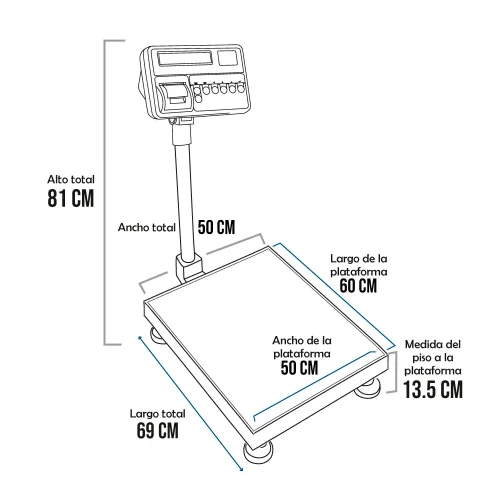 Balanza de Plataforma T-Scale T2200P de 500 Kilos 60x50