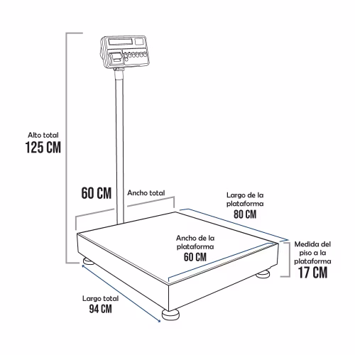 Balanza de Plataforma T-Scale T2200P de 600 Kilos 80 x 60 cm