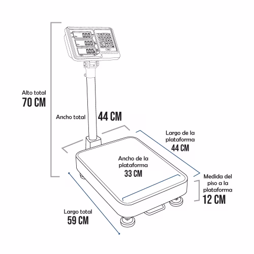 Balanza de Plataforma Taipe TCS de 100 Kilos 44 x 33 cm