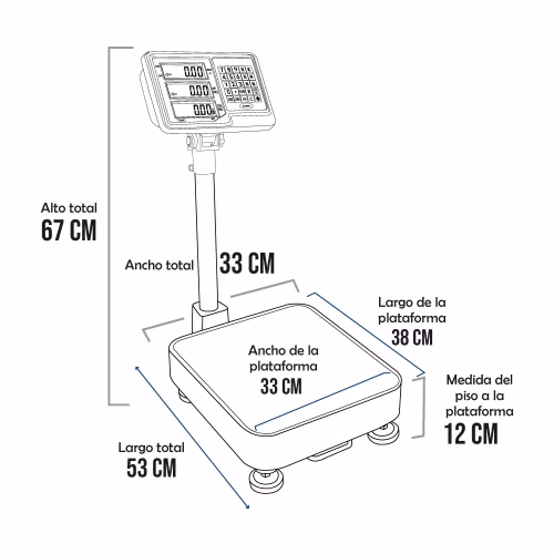 Balanza de Plataforma Taipe TCS de 50 Kilos 38 x 33 cm