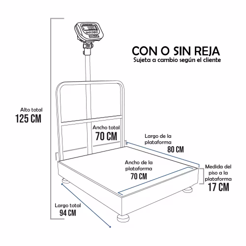 Balanza de Plataforma Tecnisa THW de 600 Kilos 80 x 70 cm