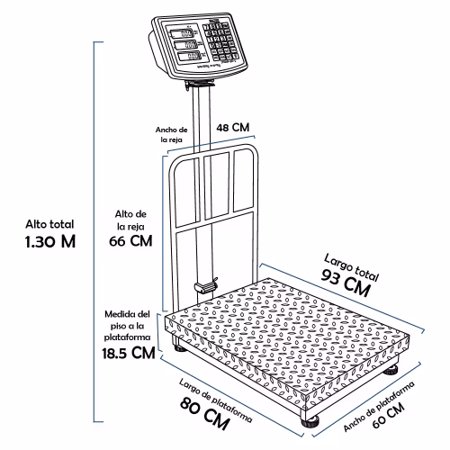 Balanza de Plataforma Valtox LP600ERP-607-2 de 500 Kilos 80 x 60 cm