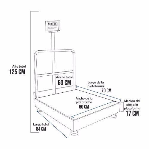 Balanza de Plataforma WEBOWT ID226 de 500 Kilos 70 X 60 cm