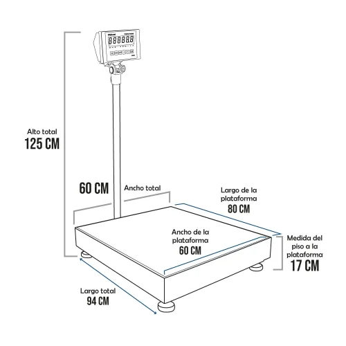 Balanza de Plataforma WEBOWT ID226 de 600 Kilos 80 x 60 cm
