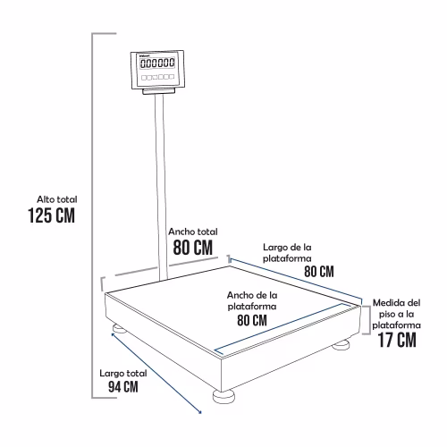 Balanza de Plataforma WEBOWT ID226 de 600 Kilos 80 x 80 cm