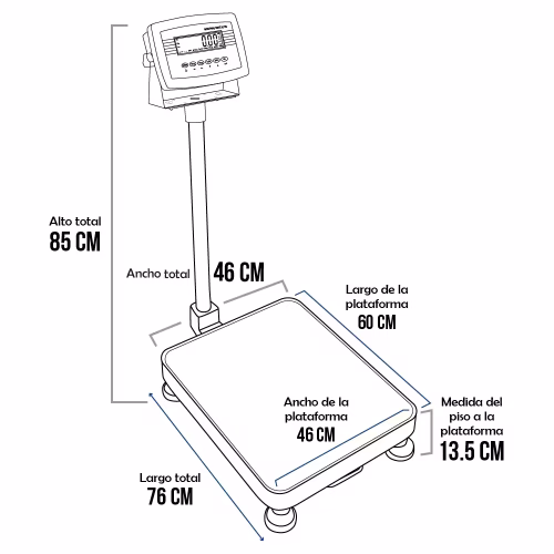 Balanza de Plataforma Weighing Indicator 7516 de 200 Kilos 60 x 46 cm
