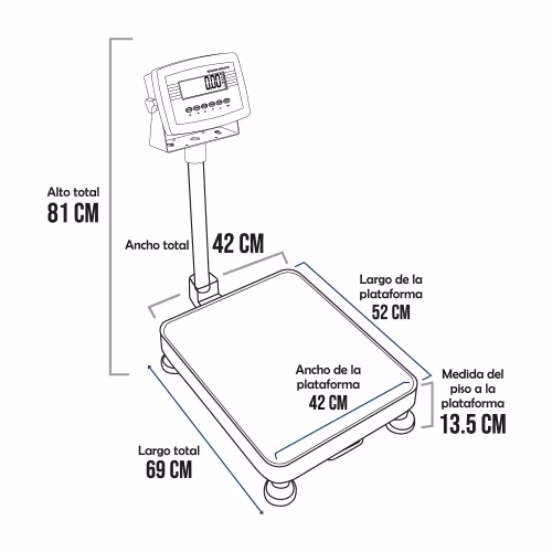 Balanza de Plataforma Weighing Indicator 7516 de 300 Kilos 52 x 42 cm