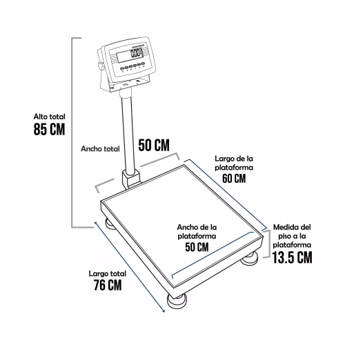 Balanza de Plataforma Weighing Indicator 7516 de 300 Kilos 60 x 50 cm